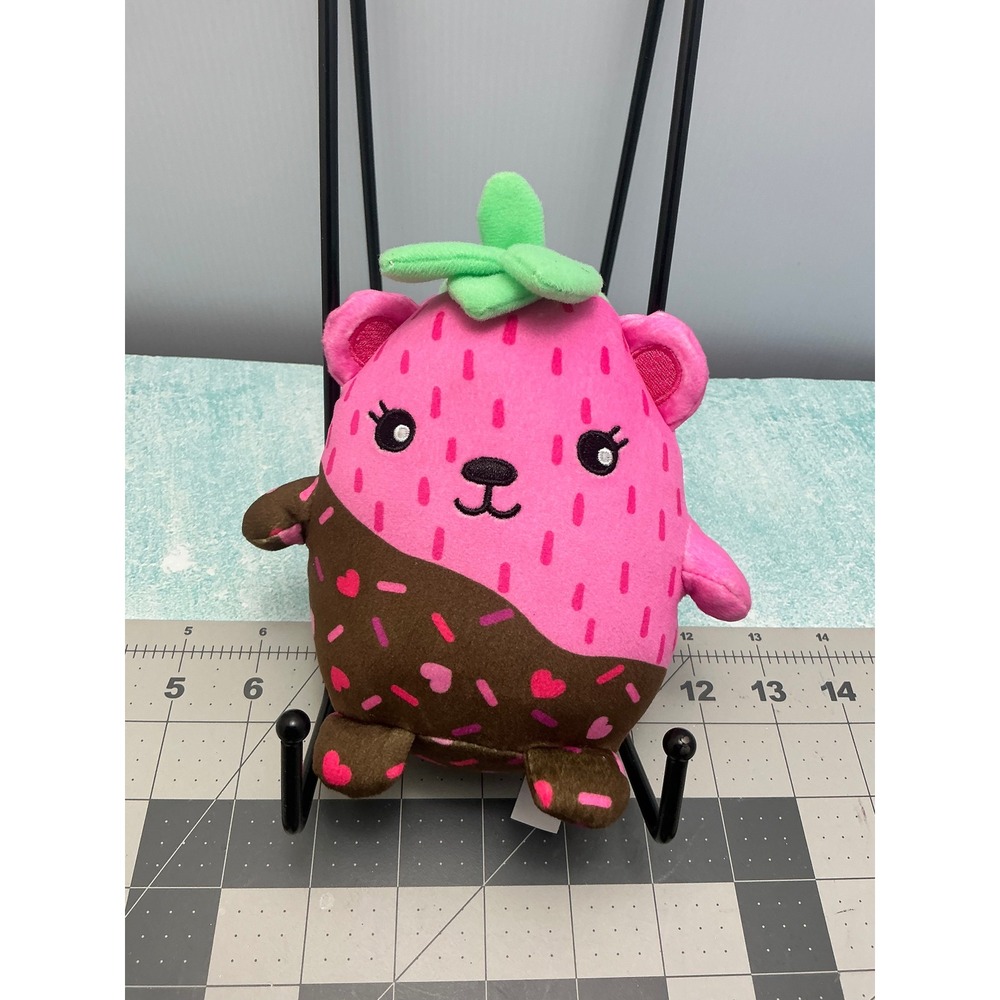 Moriah Elizabeth Chocolate Dipped Strawberry Bear Plush Pink Brown 6 Inch